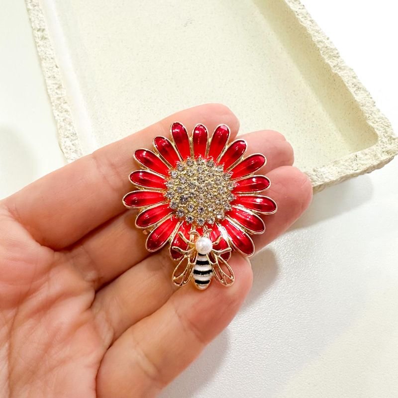 Broche Bijuteria Girassol com Abelha
