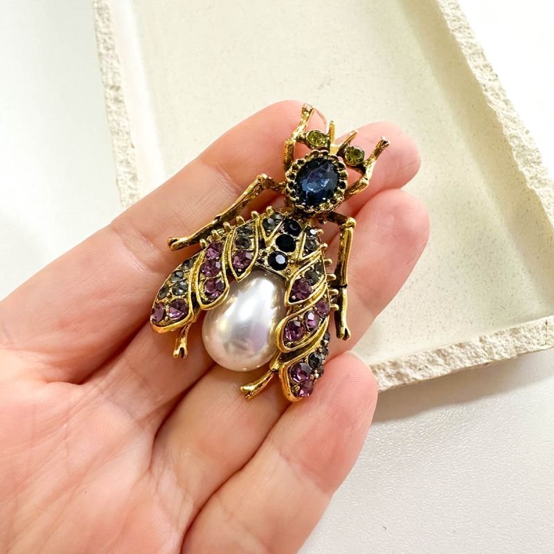 Broche Bijuteria Inseto Pérola Imperial