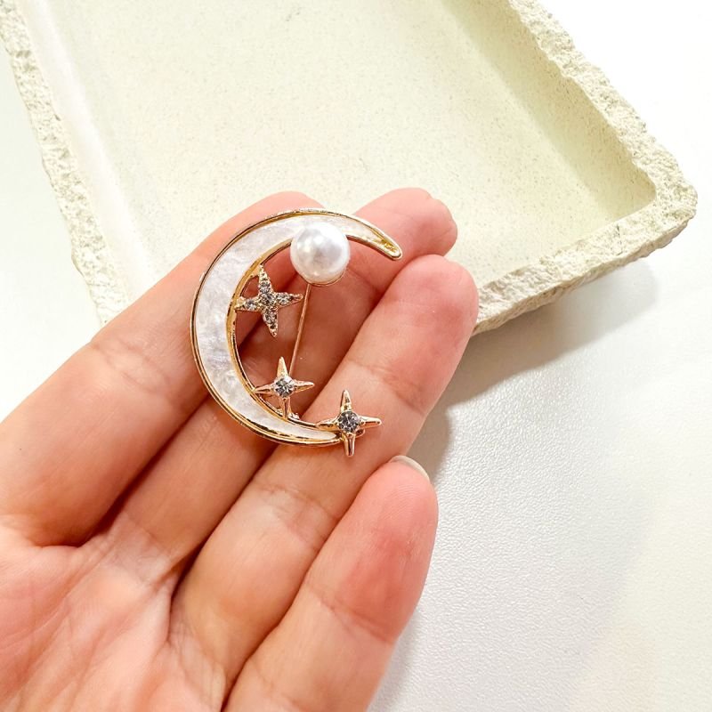 Broche Bijuteria Lua Pérola