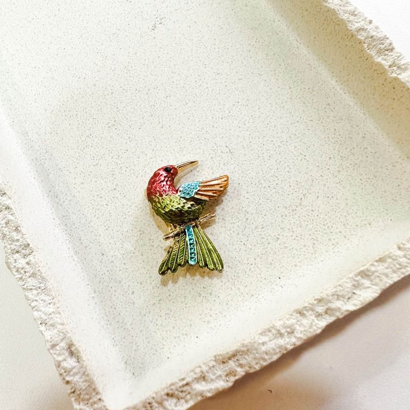 Broche Bijuteria Mini Pássaro Esmaltado