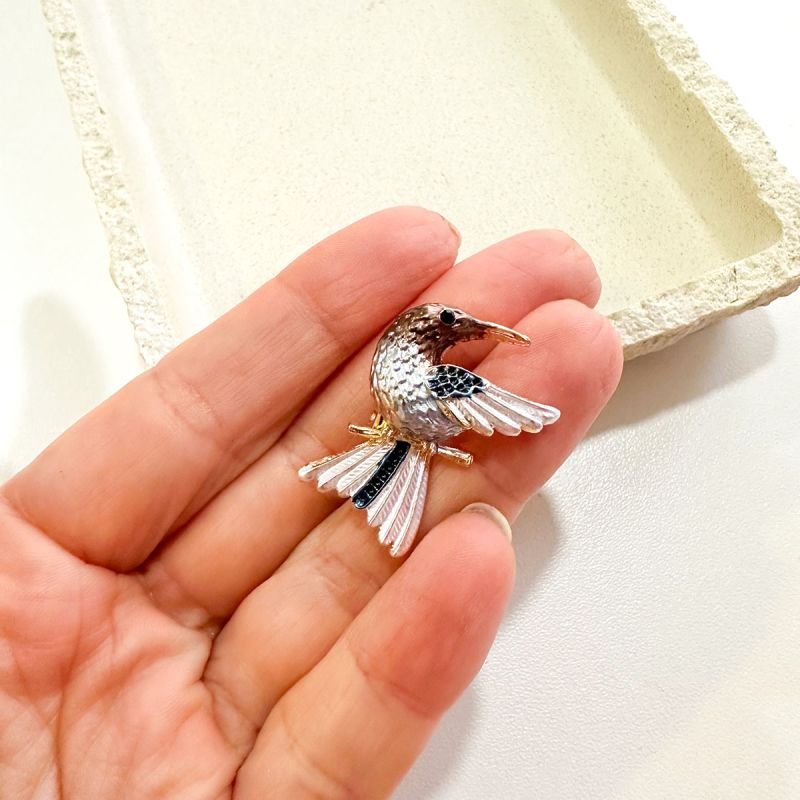 Broche Bijuteria Mini Pássaro Esmaltado