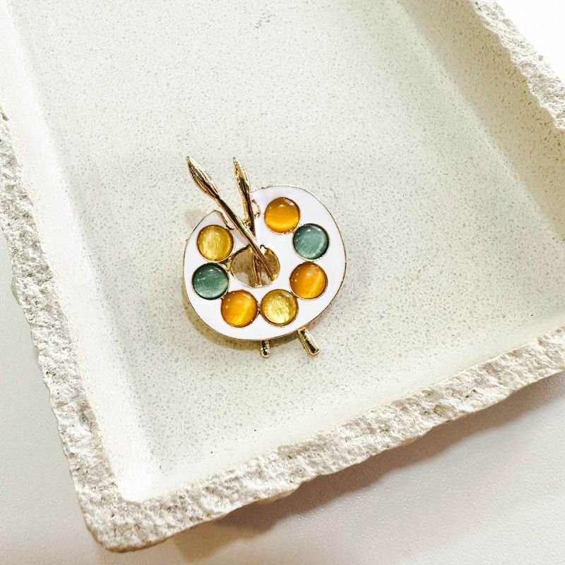 Broche Bijuteria Paleta de Pintura Cristais Coloridos