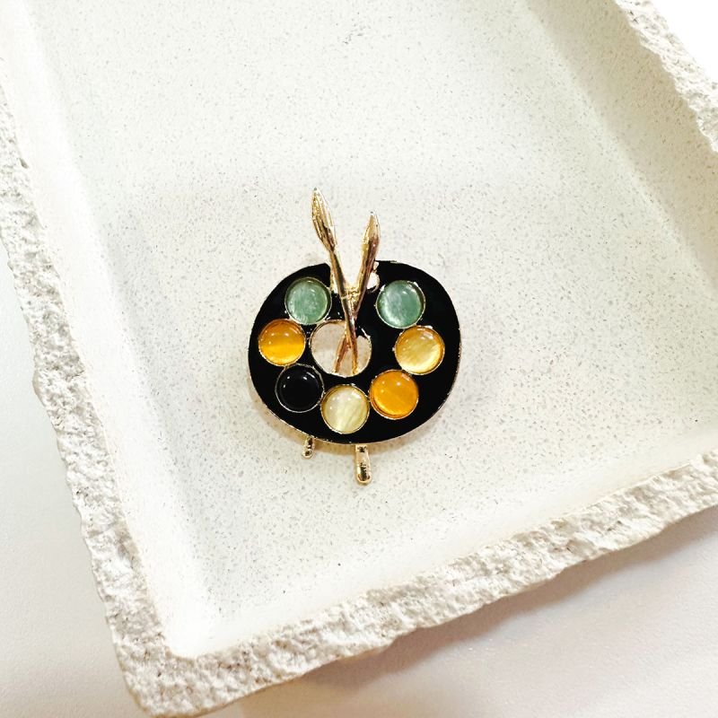 Broche Bijuteria Paleta de Pintura Cristais Coloridos
