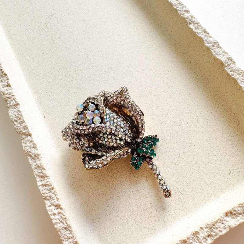 Broche Bijuteria Rosa Royale Brilhosa 