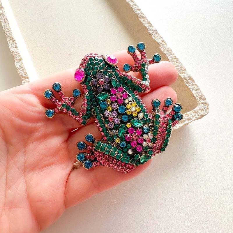 Broche Bijuteria Sapo Encantado Cristais