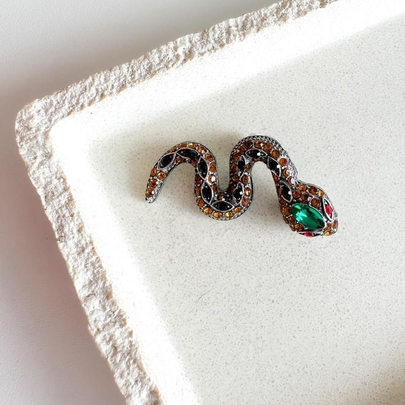 Broche Bijuteria Serpente Cristal Esmeralda
