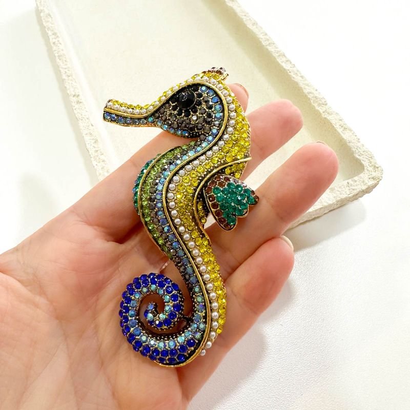 Broche Cavalo-Marinho Cristal Colors Tropical