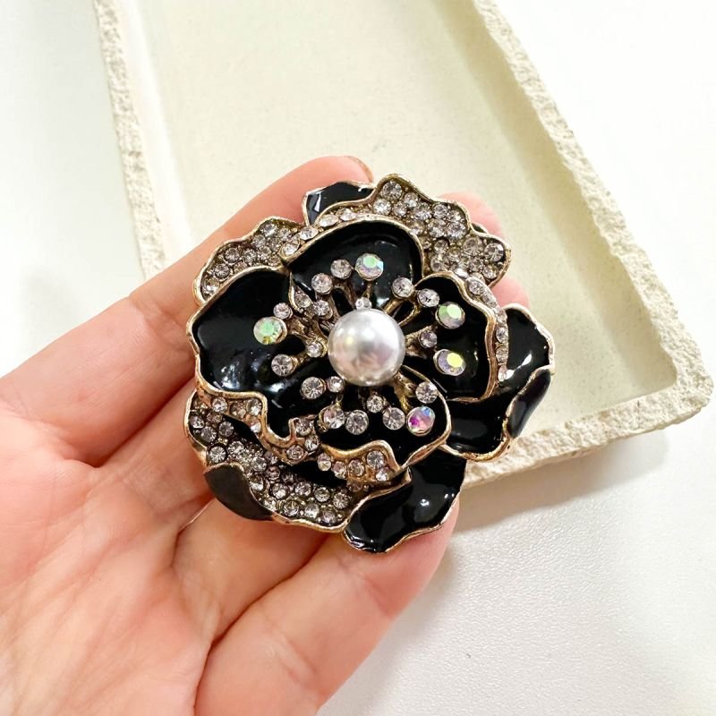 Broche Flor Aurora Preta