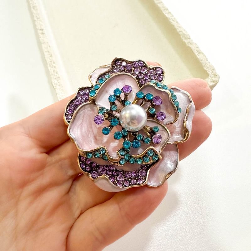Broche Flor Aurora Rosa Perolado