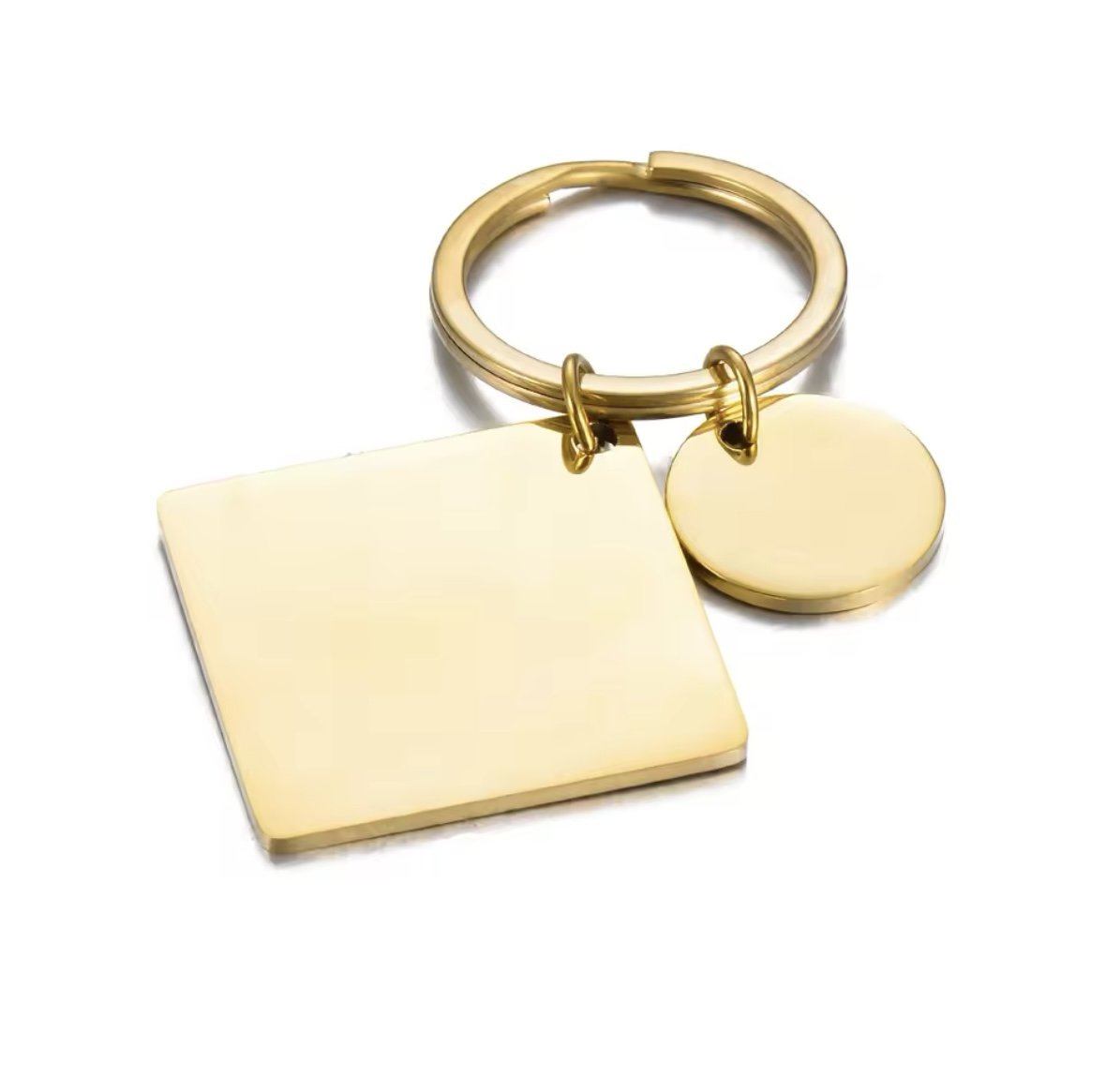 Chaveiro Aço Quadrado com Placa Dourado