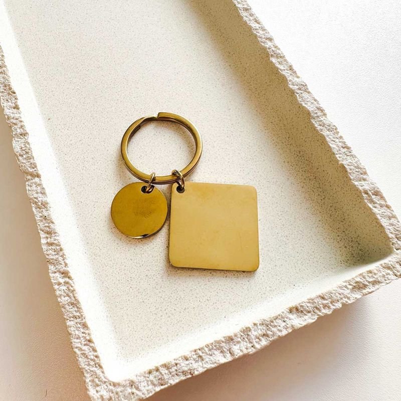 Chaveiro Aço Quadrado com Placa Pequeno