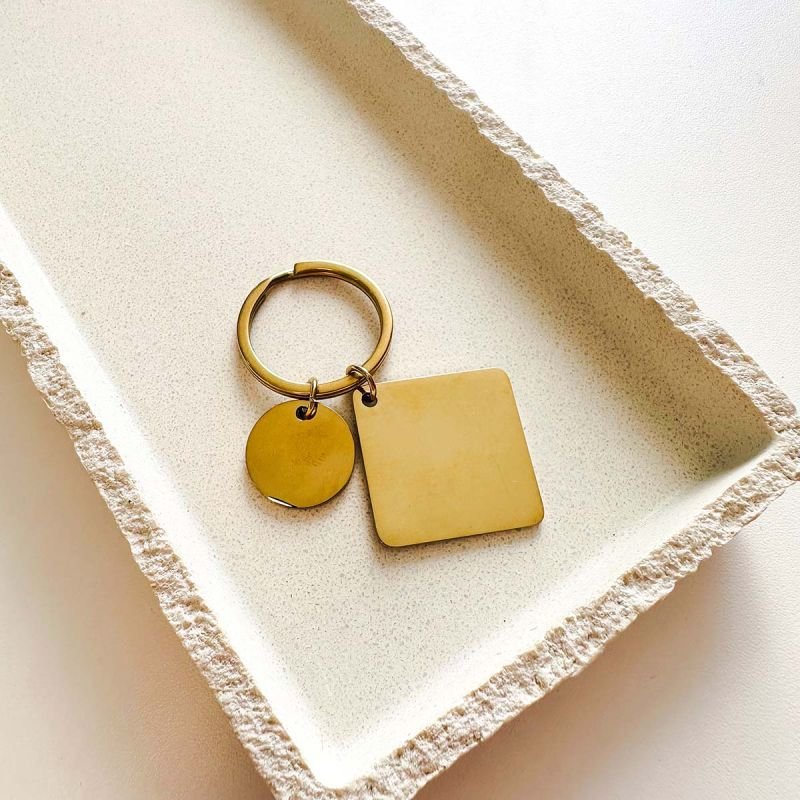 Chaveiro Aço Quadrado com Placa Pequeno