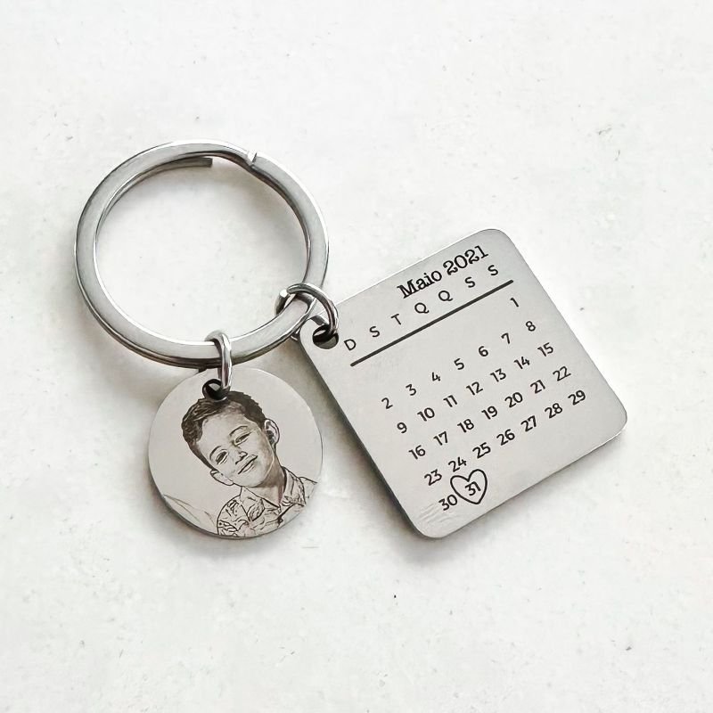 Chaveiro Aço Quadrado com Placa Pequeno