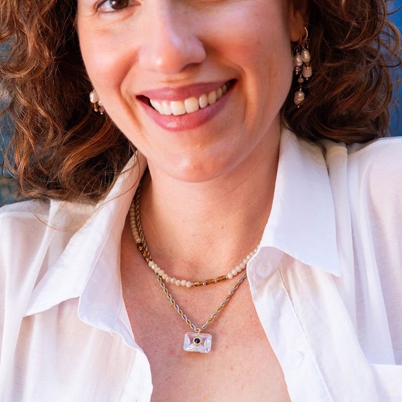 Colar Aço Corrente Baiana Zircônia Retangular