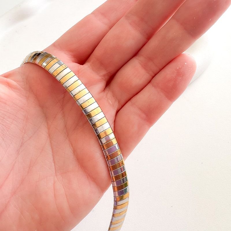 Colar Aço Dois Banhos