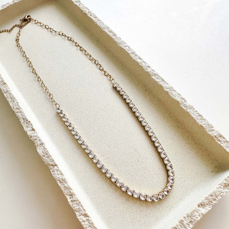 Colar Aço Riviera Strass Cristal