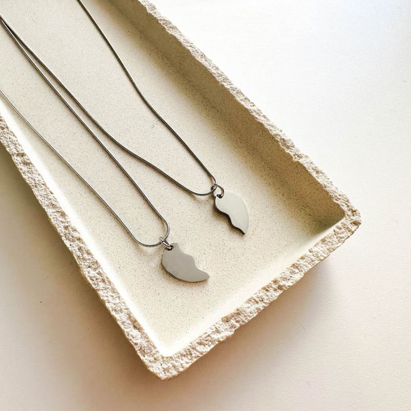 Colar Casal Aço Personalizado Corações que se Completam