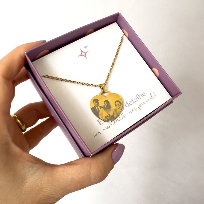 Colar Aço Personalizado Coração Médio 2,5cm