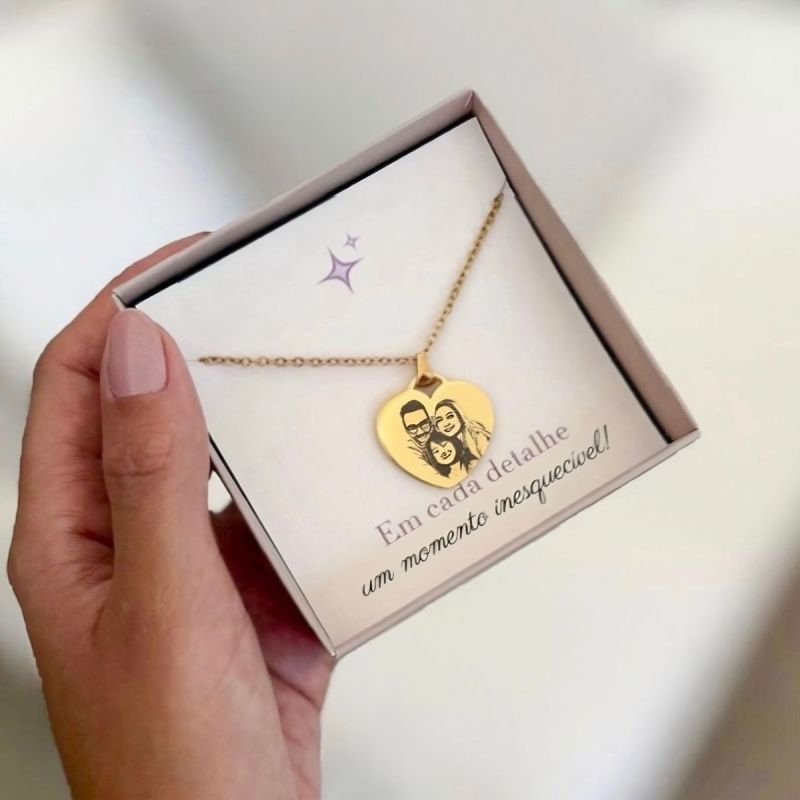 Colar Aço Personalizado Coração Médio 2,5cm