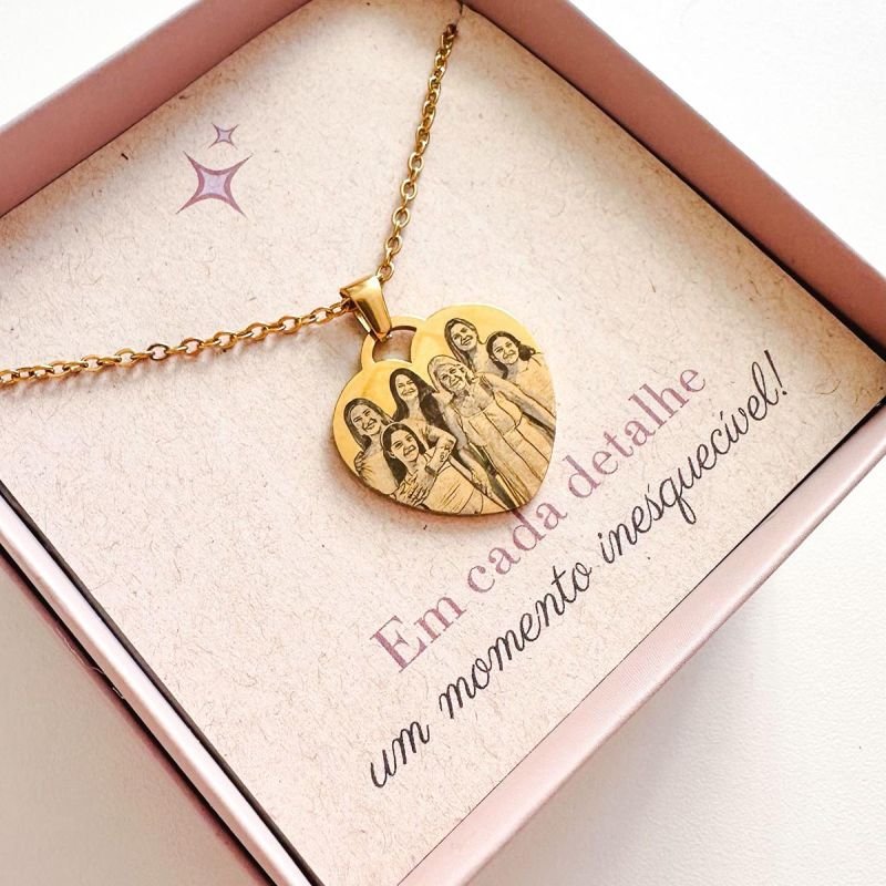 Colar Aço Personalizado Coração Médio 2,5cm