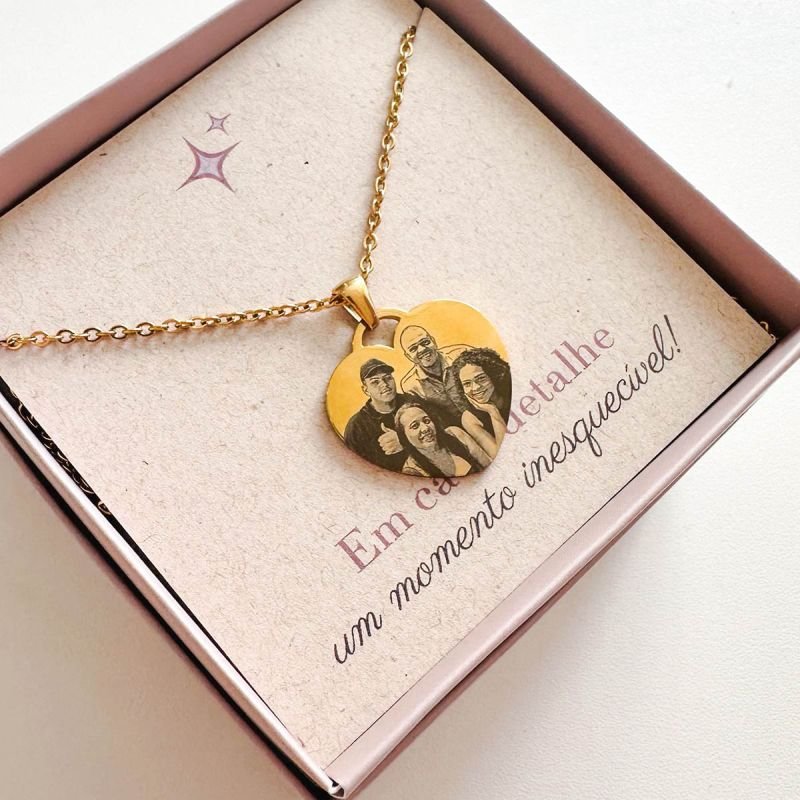 Colar Aço Personalizado Coração Médio 2,5cm