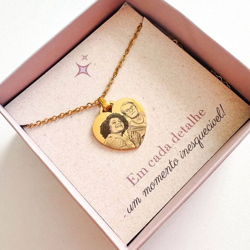 Colar Aço Personalizado Coração Médio 2,5cm