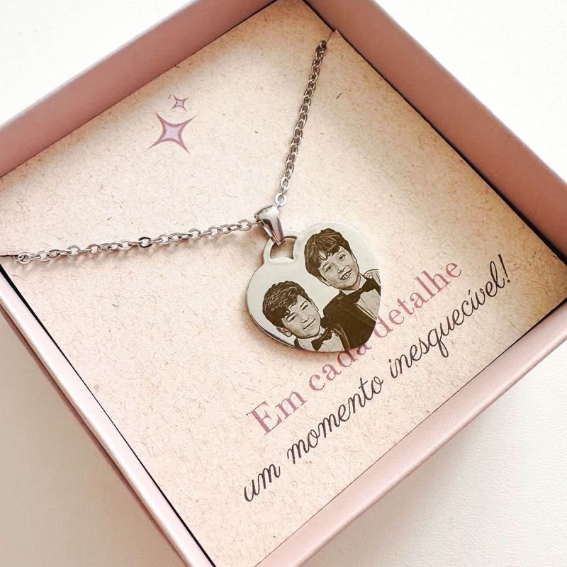 Colar Aço Personalizado Coração Médio 2,5cm