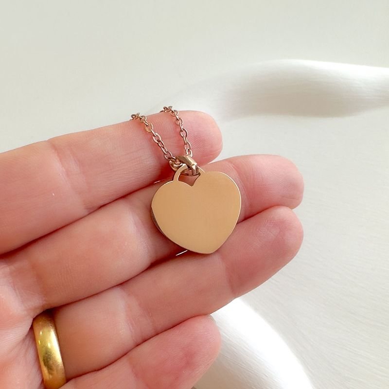 Colar Aço Personalizado Coração Pequeno 2cm
