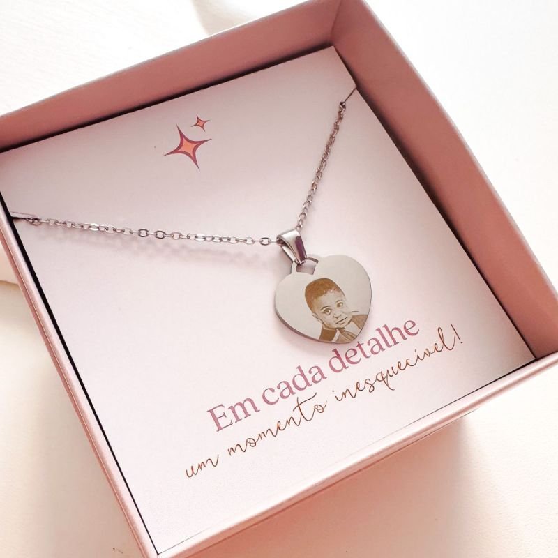 Colar Aço Personalizado Coração Pequeno 2cm