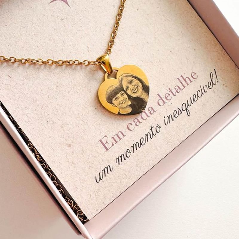 Colar Aço Personalizado Coração Pequeno 2cm