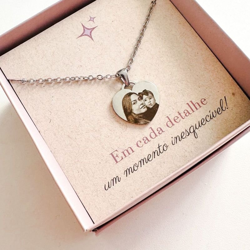 Colar Aço Personalizado Coração Pequeno 2cm