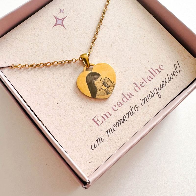 Colar Aço Personalizado Coração Pequeno 2cm