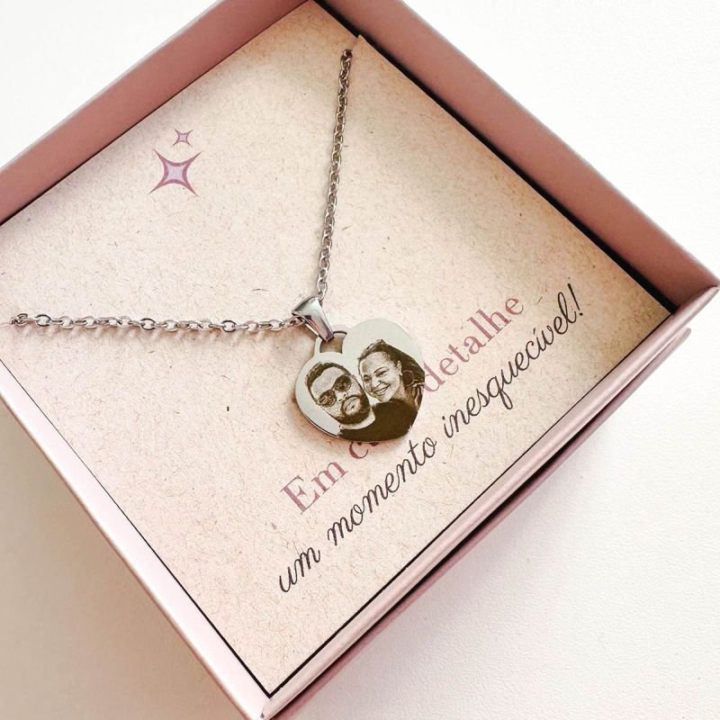 Colar Aço Personalizado Coração Pequeno 2cm