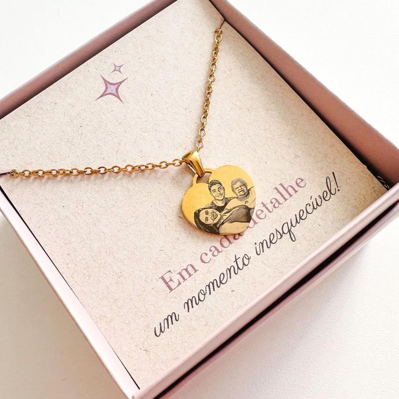 Colar Aço Personalizado Coração Pequeno 2cm
