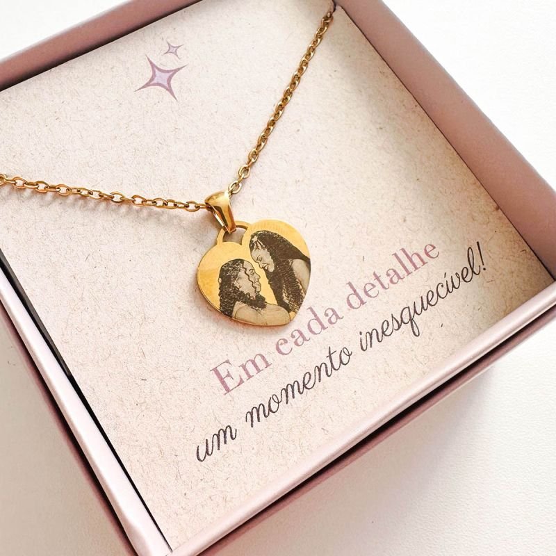 Colar Aço Personalizado Coração Pequeno 2cm