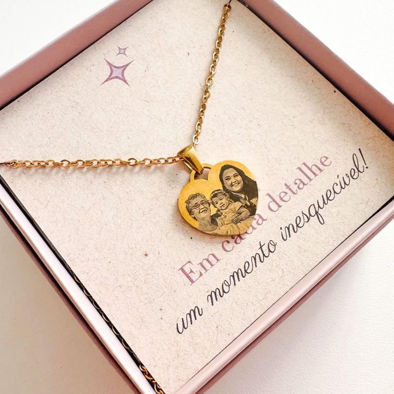 Colar Aço Personalizado Coração Pequeno 2cm