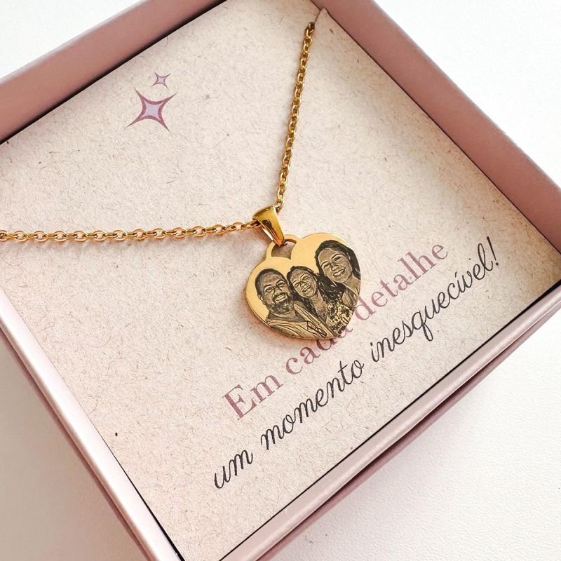 Colar Aço Personalizado Coração Pequeno 2cm