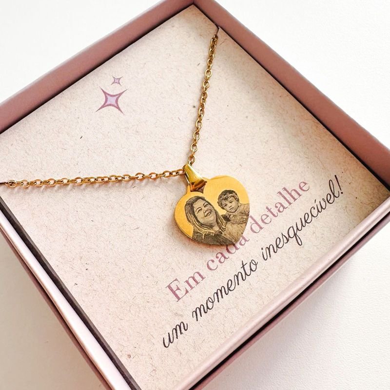 Colar Aço Personalizado Coração Pequeno 2cm