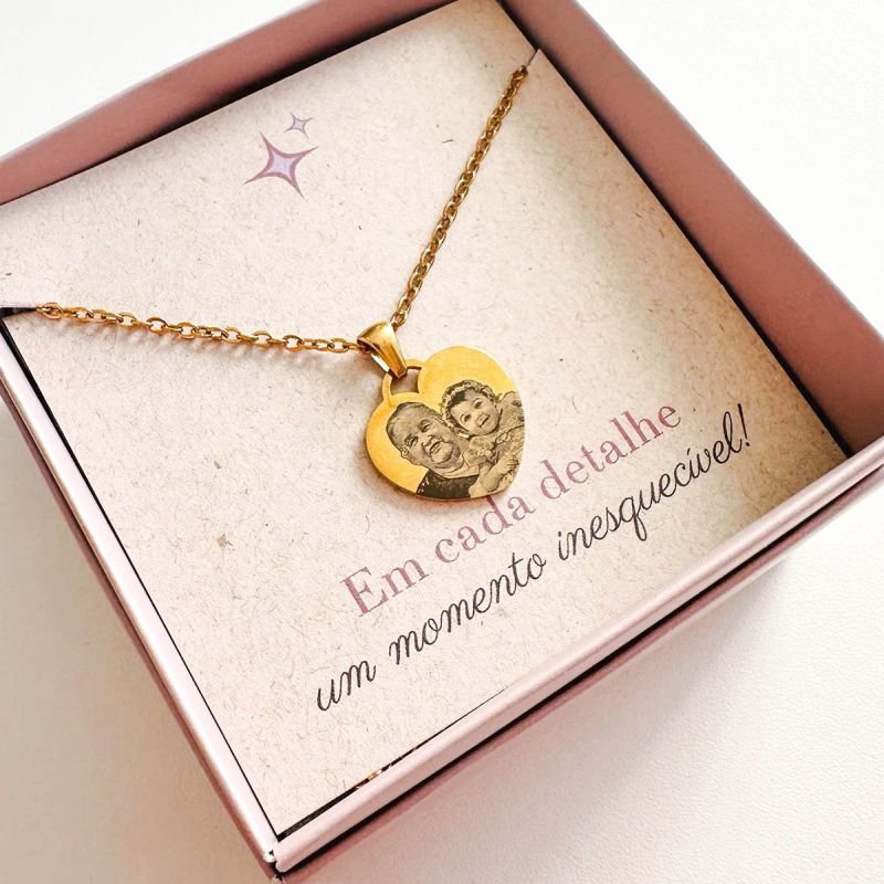 Colar Aço Personalizado Coração Pequeno 2cm