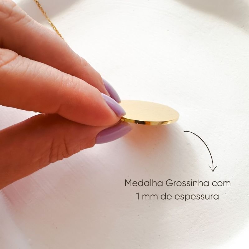 Colar Aço Personalizado Medalha Redonda