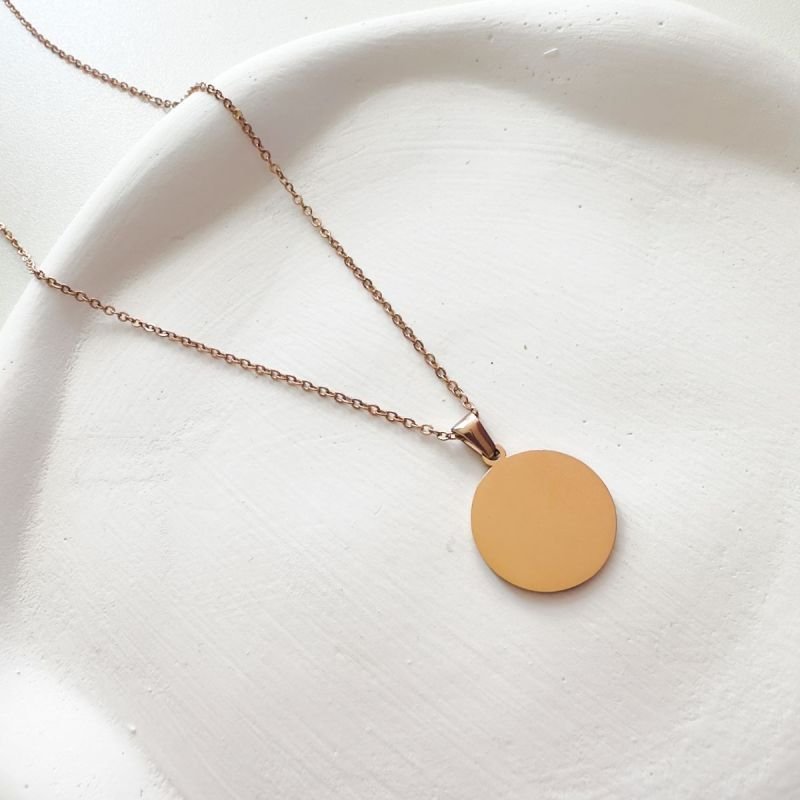 Colar Aço Personalizado Medalha Redonda