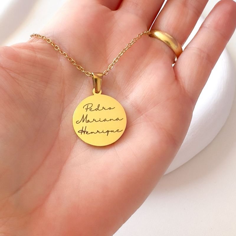 Colar Aço Personalizado Medalha Redonda
