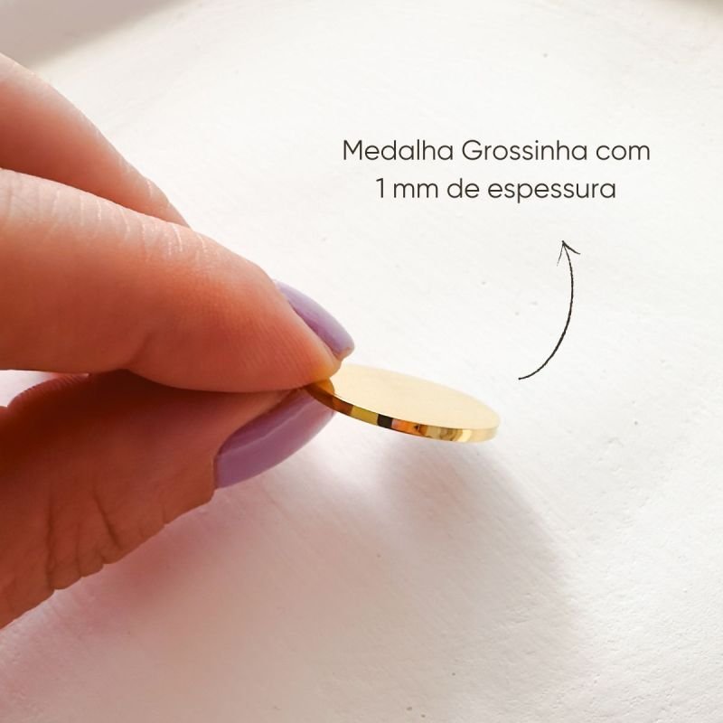Colar Aço Personalizado Medalha Redonda Grande
