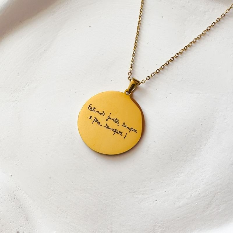 Colar Aço Personalizado Medalha Redonda Grande