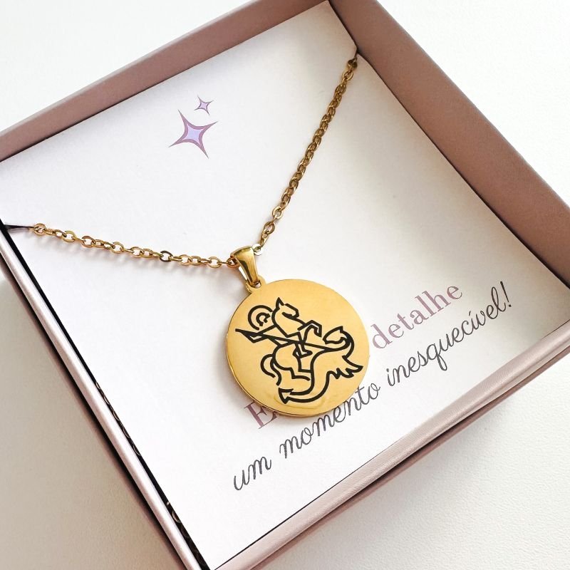 Colar Aço Personalizado Medalha Redonda Média 2,5cm