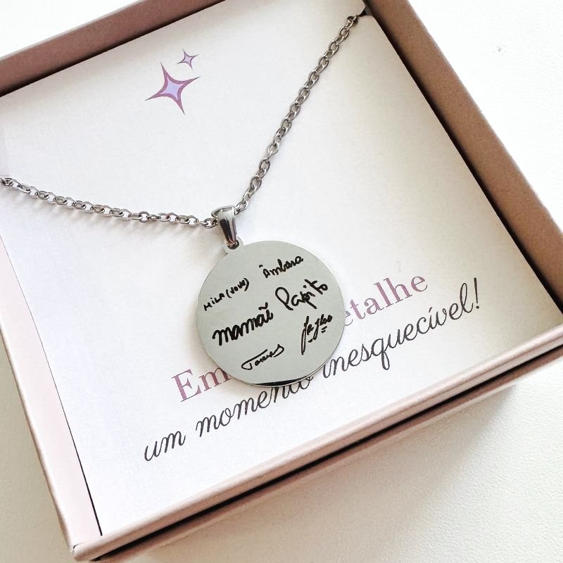Colar Aço Personalizado Medalha Redonda Média 2,5cm