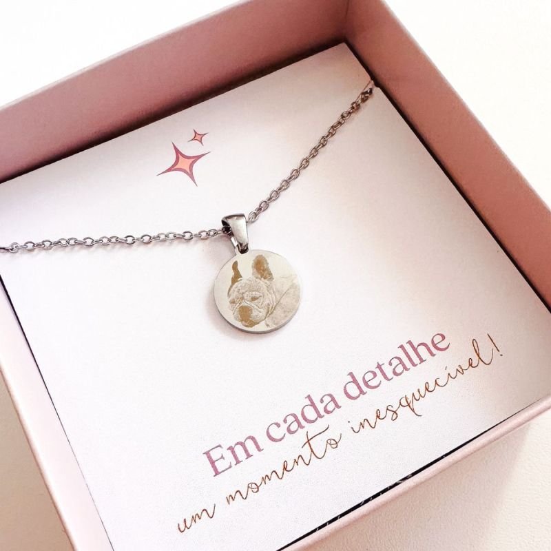 Colar Aço Personalizado Medalha Redonda Pequena 1,5cm