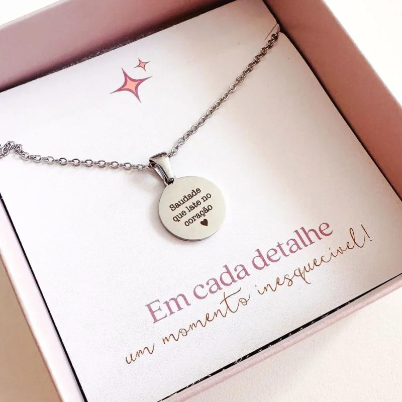 Colar Aço Personalizado Medalha Redonda Pequena 1,5cm