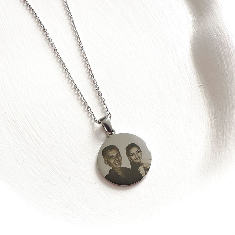 Colar Aço Personalizado Medalha Redonda Pequena 1,5cm