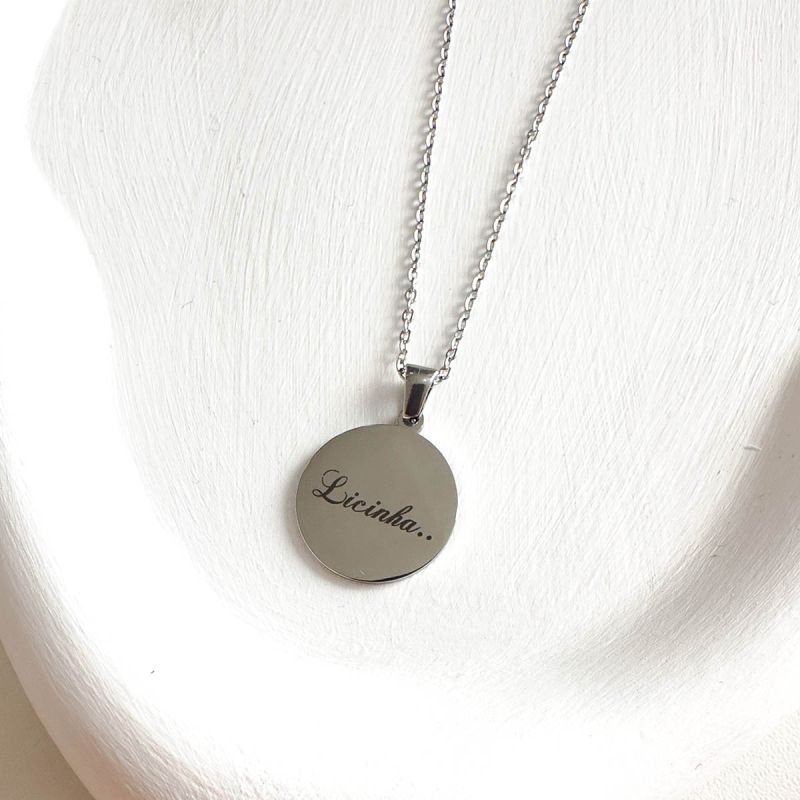 Colar Aço Personalizado Medalha Redonda Pequena 1,5cm
